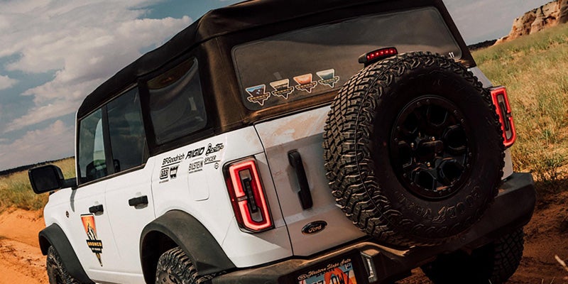 The back view of a white 2026 ford bronco